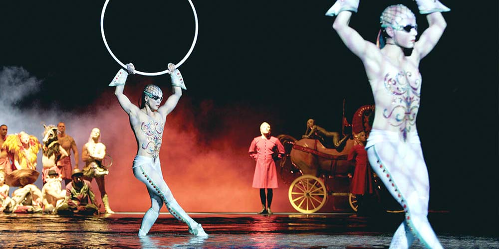 Show dancers in "O by Cirque du Soleil," at the Bellagio Hotel and Casino, Las Vegas.