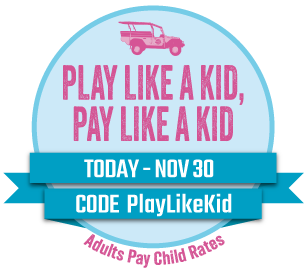 Play like a kid, pay like a kid - Adults pay child rates - Today-Nov 30th - Use Code PlayLikeKid