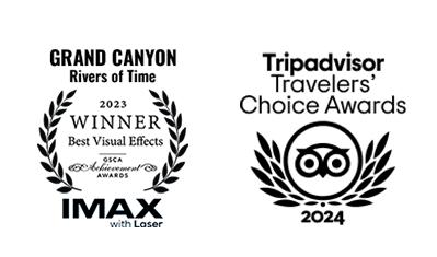 Grand Canyon IMAX Movie Cinema Award wth 2024 Tripadvisor Traveler's Choice Award logo.