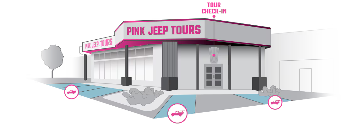 Pink Jeep Tours Branson building art.