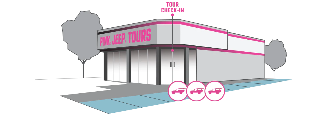 Smoky Mountains Pink Jeep Tours building art.