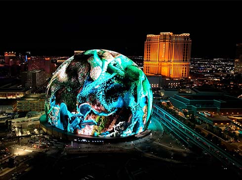 The new Las Vegas Sphere entertainment venue glows with over 580,000 square feet of LED displays, so bright it can be seen from space.